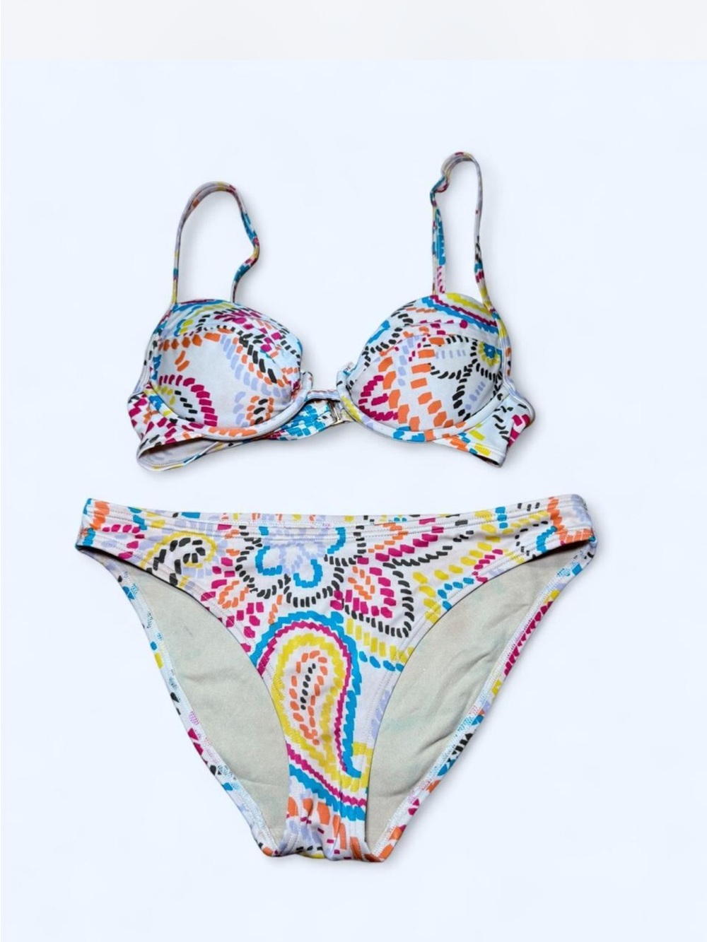 VTG Y2K Victoria’s Secret Colorful Paisley Underwire Bikini Set 34B / S